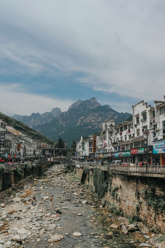 a river running through a town mount huangshan map