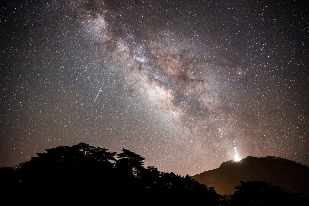 a milky way galaxy in the sky yellow mountain anhui china